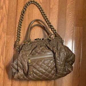 Marc Jacobs Quilted Leather Satchel in Brown with Gold Hardware